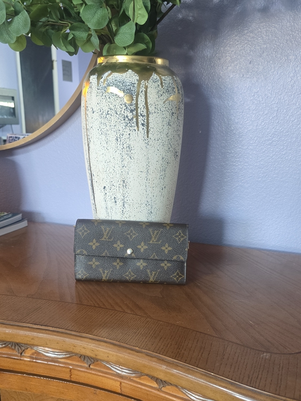 Louis Vuitton Monogram Canvas Wallet in Brown and Gold Accents